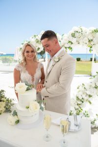 Bride and groom at their wedding in Cyprus